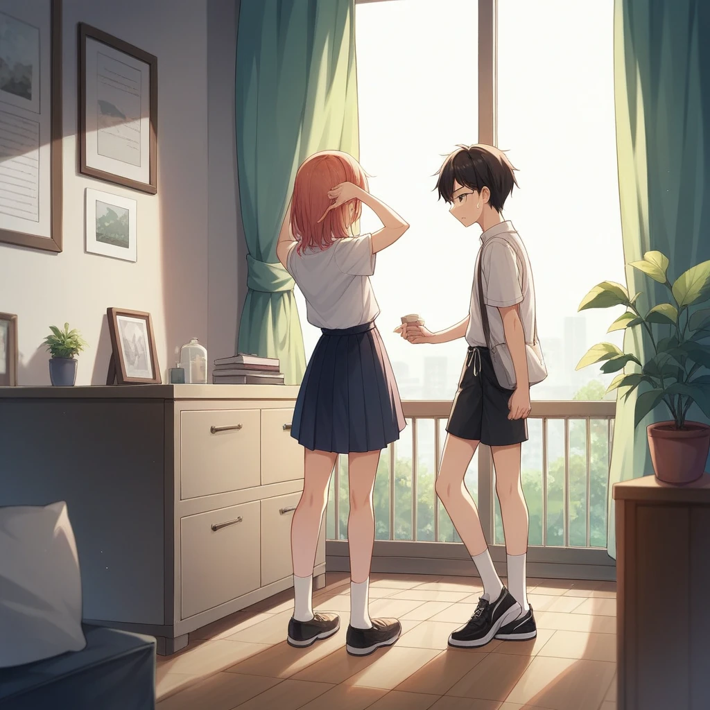 Duo, score_9,score_8_up,score_7_up, score_6_up, source_anime, shima Liam, standing, indoors
