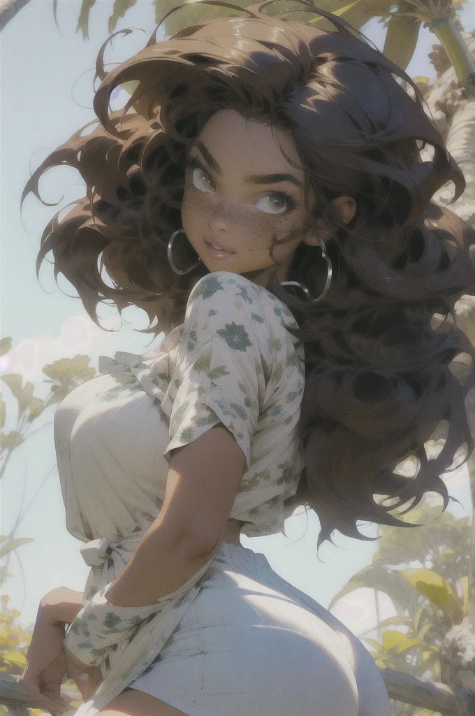 Beautiful thick mulatto woman, dressed as a nightgown model, voluptuous, (highly detailed face:1.5), large_breast, ample hips, insanely detailed accentuated big booty, greatly feminine proportioned, great aesthetics, ((highly detailed skin1:.2)), (freckles:1.2), (blemishes:1.0), (((brown hair))), 8k uhd, dslr, soft lighting, highest quality, film grain
