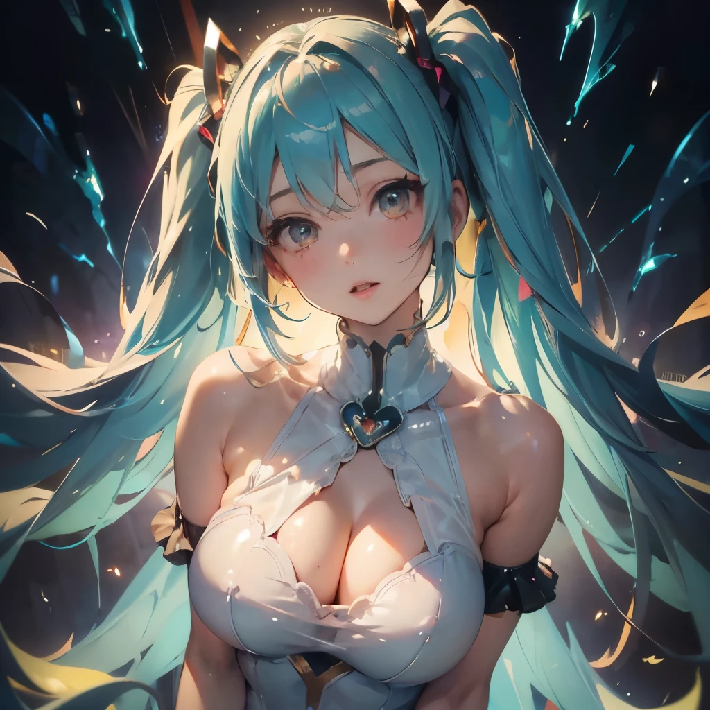 see through,Beautiful and fair、Radiant Skin, 3 Up, Gorgeous, bright, Refreshing and gentle expression, Perfect beautiful face、Beautiful shiny bangs, A very beautiful 17 year old girl, Eyeliner, Very perfect eyes,Very large breasts,Grooves reveal original skin,Muscular body,flame内衣,Hatsune Miku,flame