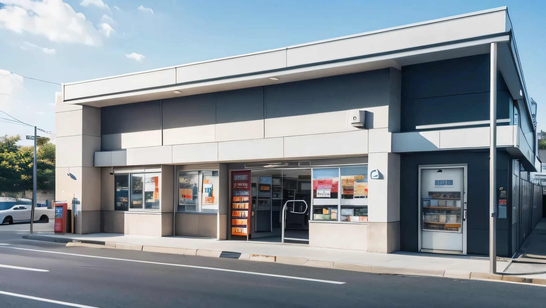 A close-up image of the convenience store in a beautiful modern and stylish building style pension.
