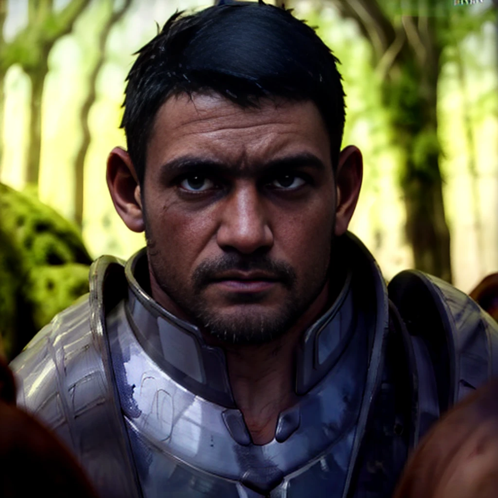 a male cleric with short faded black hair with some grey, skin shaved sides, neat trimmed beard, oval face, werewolf claw scar on face and neck, bearing battle scars, bright wolven eyes, elvish ears, tan skin, wearing dragon leather armor with dragon symbol, walking in dark forest casting lighting in one hand, graveyard in background,(best quality,4k,8k,highres,masterpiece:1.2),ultra-detailed,(realistic,photorealistic,photo-realistic:1.37),HDR,UHD,studio lighting,ultra-fine painting,sharp focus,physically-based rendering,extreme detail description,professional,vivid colors,bokeh,dark fantasy portrait,dramatic lighting,cinematic composition