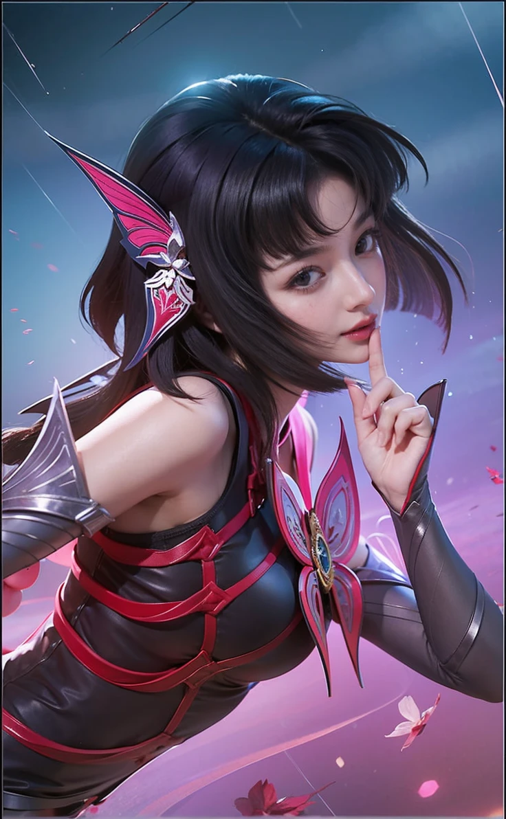 a close up of a woman wearing a red hood like a ruby wearing a patch over one eye, shadowbringers cinematic, 4 k detail fantasy, a beautiful fantasy empress, game cg, xianxia fantasy, xianxia hero, 2. 5 d cgi anime fantasy artwork, cinematic goddess close shot, ruan jia and artgerm, wow 4 k detail fantasy, hyperdetailed fantasy character, smile beautifull.