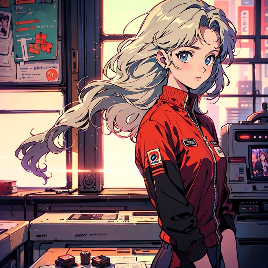 A city pop poster with a retro 80s feel、Imagine the album cover。With the highest quality anime illustrations、The main character is a blonde girl with short hair.。Her eyes shine blue、He is wearing sunglasses and rapper-style clothing.、I&#39;m wearing headphones。

The image is in a dynamic pose.、Drawn from a novel angle。Created in high definition like 4K、Creates the feeling of being in a dark room。The room was lit by blue lights.、It has a fantastic atmosphere。The room is a small space like a 1K.、The window offers a view of downtown Shinjuku.。

This work depicts a night city enveloped in neon lights.、This will be a record that allows you to fully enjoy the charm of city pop.。