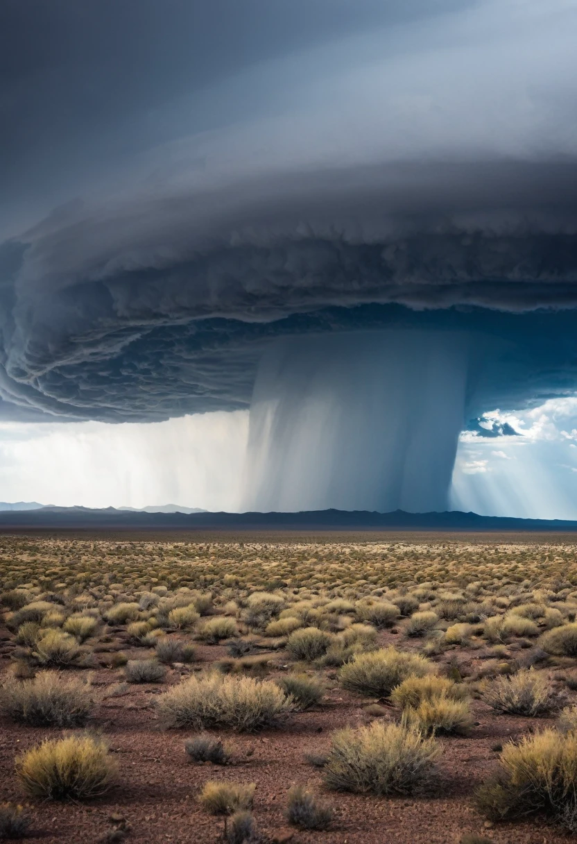 A semi-arid land desert with a shelf cloud