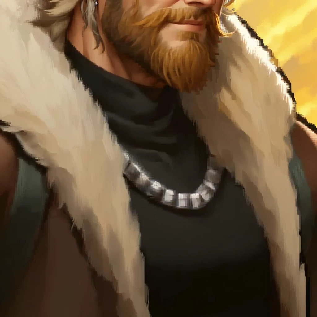 a close up of a man with a beard and a beard, painted portrait of rugged odin, painted portrait of rugged zeus, zoomed out portrait of a duke, ultra high pixel detail, epic rpg portrait, portrait of rugged zeus, berserker potrait, rich with epic details, furry chest, portrait of fin wildcloak, epic character portrait, smirking male bard