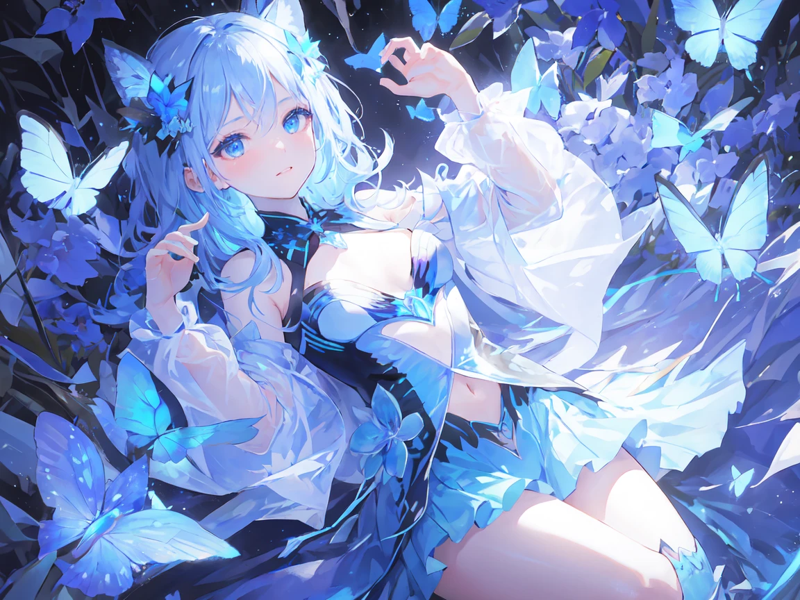 Blue Butterfly, Glowing Butterfly, Fantasy, Fantasy, Thaw,