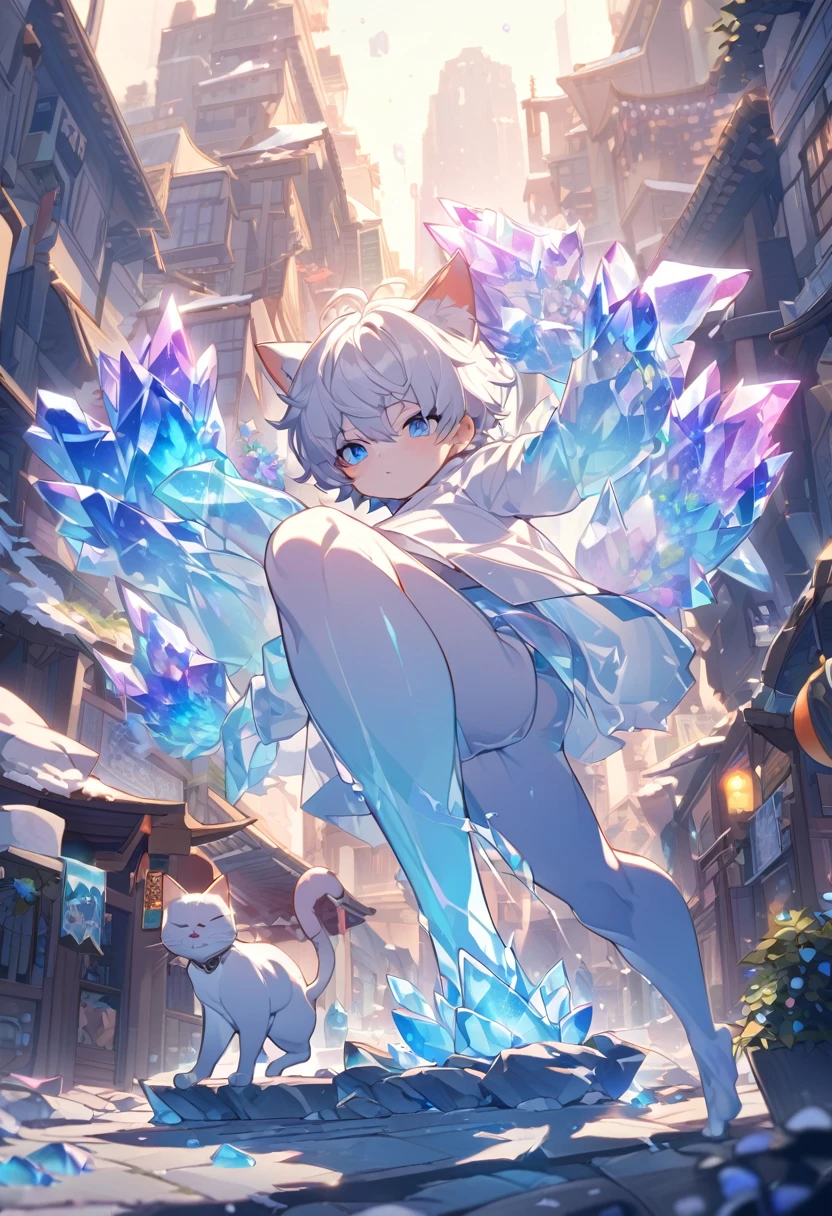 (Masterpiece, 8k, high quality), r18, ((help her)), (furry), cute, shota, ((masturbation, slime)), tentacles, red eyes, white hair, (no clothes, sky blue thick sneakers)), wings, nudity