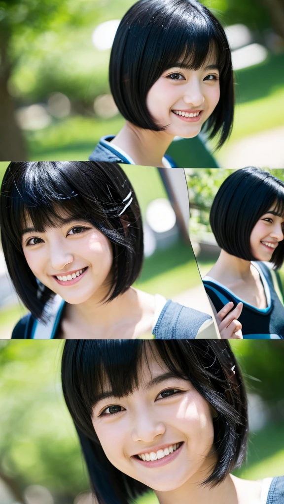 Shortcuts, Black Hair, High resolution, Slanted Eyes, smiling,