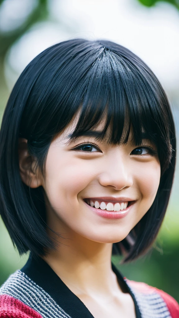 Shortcuts, Black Hair, High resolution, Slanted Eyes, smiling,