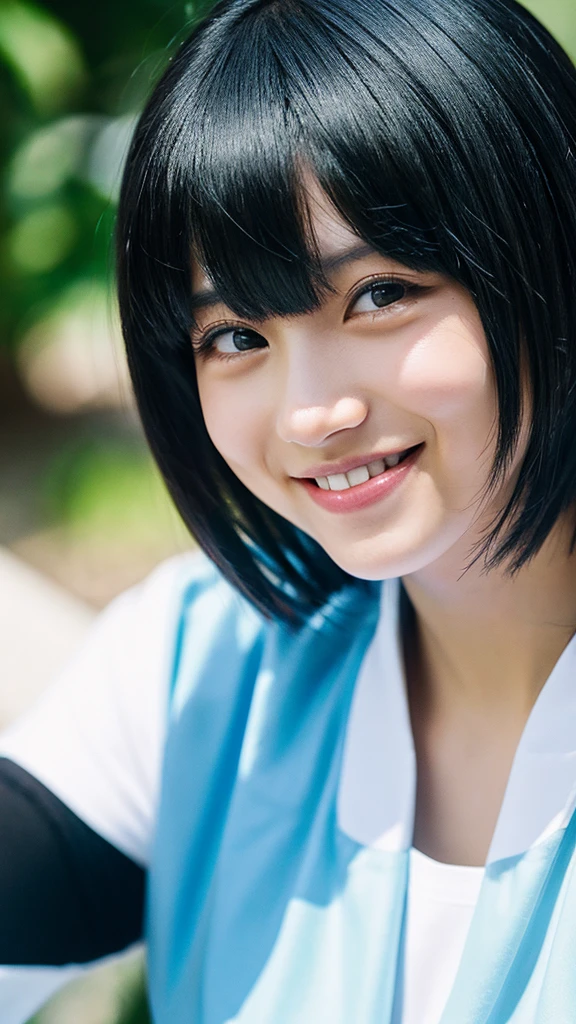 Shortcuts, Black Hair, High resolution, Slanted Eyes, smiling,