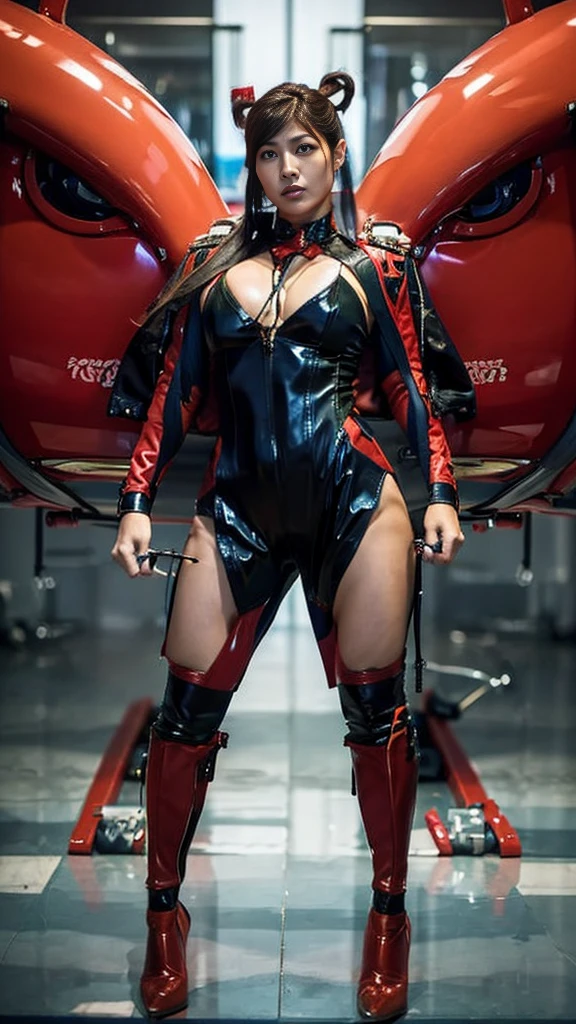 A 30-year-old Asian female fighter poses for a photo,Tall and sexy,Mature and charming,Lewd exposure ,Sweaty and sweaty,Shiny muscle lines,Large Breasts,Big Ass,Camel toe,Sexy nude head bulge,Having sparse body hair,NSFW,Release liquid,Wear sexy super high heels,The charming and seductive queen