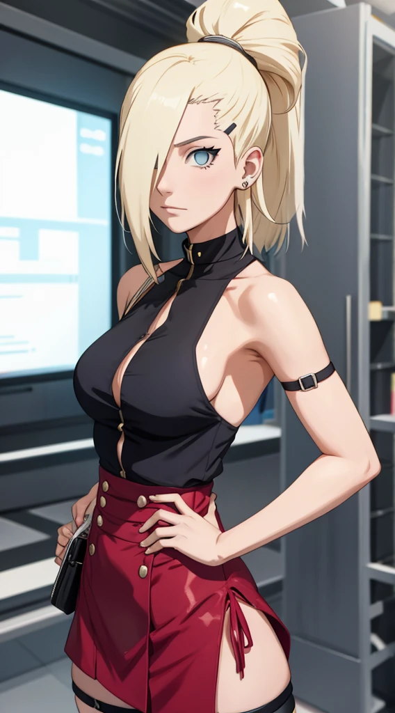 Ino yamanaka, spaghetti strap top, high waist short skirt,
