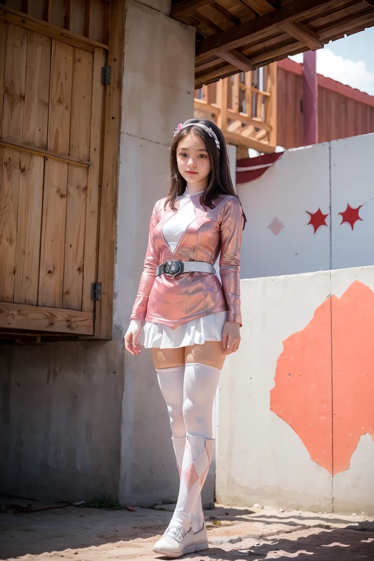 1 girl, Beautiful 17-year-old girl, Angelic, Full body figure、cute face, skirt,
detailed and beautiful eyes, Full body figure、
(Big eyes:1.3),long eyelashes,
(beautiful detailed face and eyes:1.4),
beautiful long hair, Beautiful smile,
(highest quality:1.2),
Raw photo,
High resolution, full body, standing,
perfect details,
professional photography,
professional lighting, (metallic coral magenta and white hero suit:1.3), super tight fit bodysuit, belt, huge breasts, beautiful feet, strong lighting on bodysuit,at the park, sexy figure:1.2, Portrait