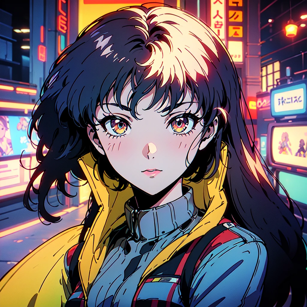 A city pop poster with a retro 80s feel、Imagine the album cover。With the highest quality anime illustrations、The main character is a blonde girl with short hair.。Her eyes shine blue、Dressed in rapper style clothing、I'm wearing headphones。
The image is in a dynamic pose.、Drawn from a novel angle。Created in high definition like 4K、Creates the feeling of being in a dark room。The room was lit by blue lights.、It has a fantastic atmosphere。The room is a small space like a 1K.、The window offers a view of downtown Shinjuku.。
This work depicts a night city enveloped in neon lights.、This will be a record that allows you to fully enjoy the charm of city pop.。