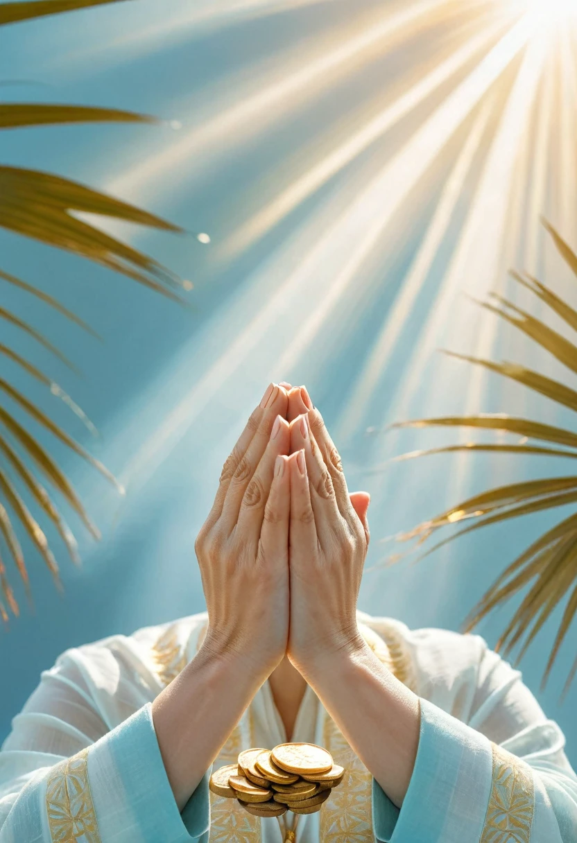 Image of a delicate woman&#39;s hand without any nail polish or cuffs, that is extended to the sky as if waiting for someone to receive it in a sunset sky, that the hand is visible from behind, as if looking for something in the sky, as if he wanted someone to suggest his hand


