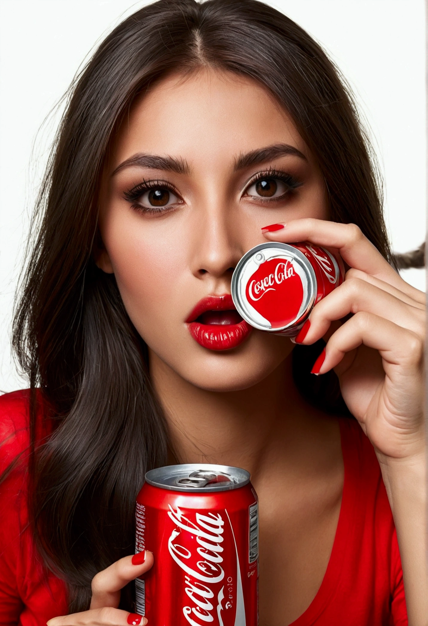 Real white latin girl, drinking coke in costa rica