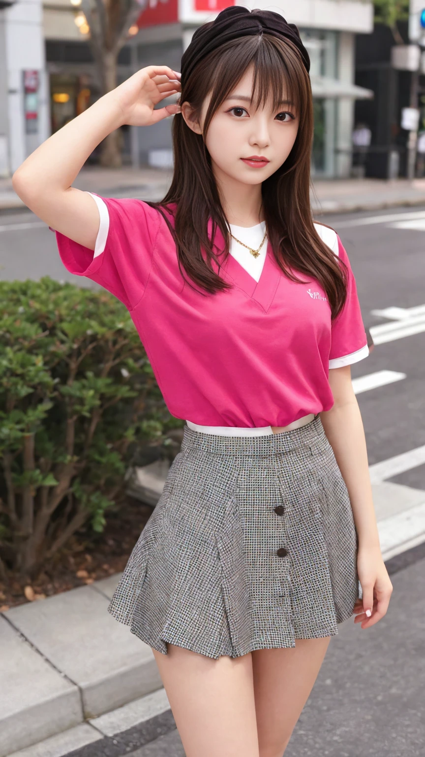 Japanese girl、Girls in their 20s、Perfect figure、Huge ini Skirt Police、Gravure idol pose、Sensual look、Shiny thighs