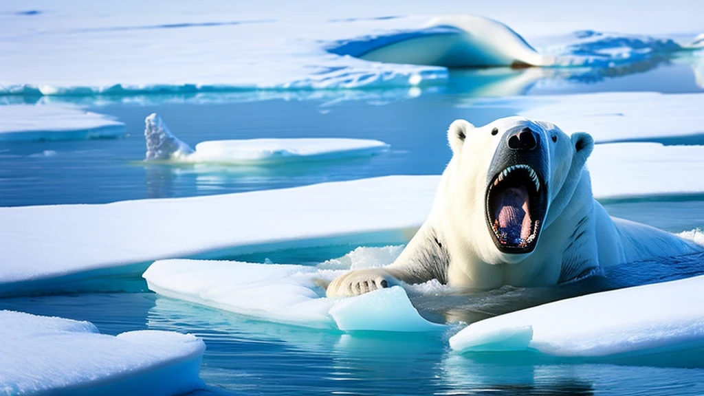 flying whale、Open your mouth wide、Looking down at the polar bears on the drift ice、Clear skies、
