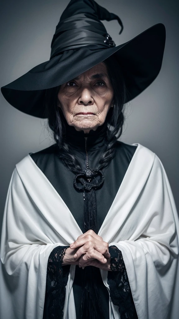 witch　Grandmother　Wife　Wrinkled face　Ugly　Black Cape　Creepy　Overall dark　scared