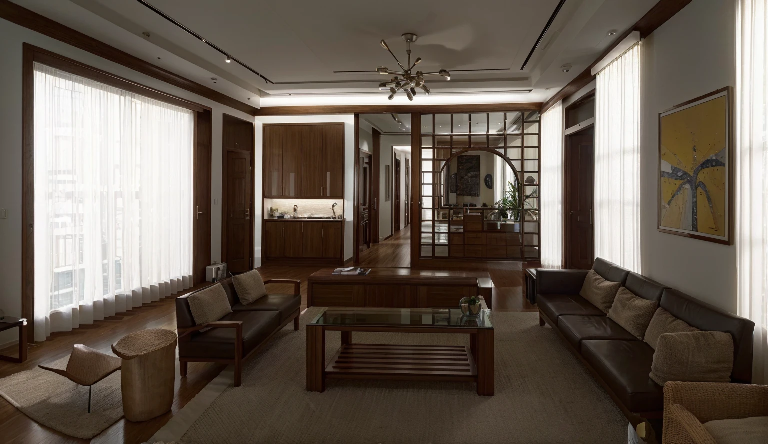 a modern, simple, and bright office lobby, detailed interior, large windows, natural lighting, clean and minimalist design, sleek furniture, potted plants, modern art on the walls, reflection on the floor, high-ceilinged, (best quality,4k,8k,highres,masterpiece:1.2),ultra-detailed,(realistic,photorealistic,photo-realistic:1.57),HDR,UHD,interior lighting,professional,vivid colors,architecture,interior design,minimalist,elegant,clean,bright