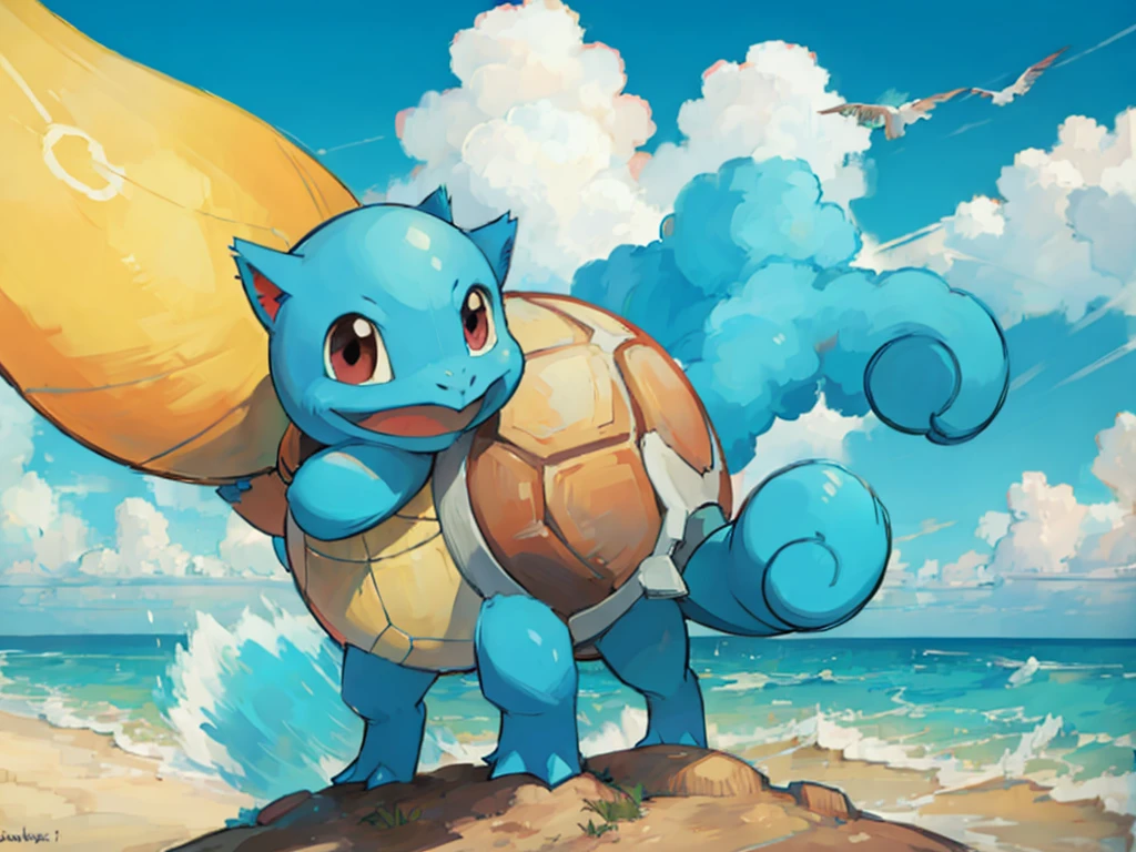 (Best image quality), Squirtle_Pokemon, (Very detailed),(Clouds:1.4)