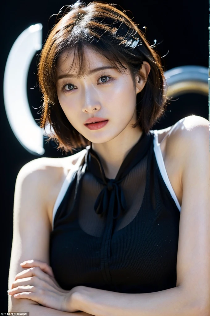 (masterpiece:1.2), (Highest quality), (Visible everywhere:1.3) ,(Very detailed), (8k, Complex), (Lens 135mm,1 1 1.8), (Realistic)(Black background:1.3), Portrait Photography, Side lighting,Edge lights up,Best Shadow,Area light source,Perfect Anatomy,perfect face shape,Best for women,Best Female Body,Improves skin texture,Fine fabric pattern,Precise beauty,Delicate and delicate skin，Very detailed肌，Pale skin，Delicate hair，Glowing Skin，Very detailed顔と肌の質感, Glowing Skin, Sharp details, 超Realistic, Fine and beautiful skin, 1 female, 30 years old, Japanese women, (thin：Weight 1.0), Small breasts:1.3, ((Bob Hair, short hair, Straight hair, bangs:1.3, Brown Hair))，Pervert woman, (Office Uniforms, ofiice suits, White blouse, Tight mini skirt, Nipples, Nipples), (((Cowgirl))), The buttoned up shirt flutters), necklace, (((Frowning、Open your mouth、Squint your eyes))), (((From below:1.5, Looking at the audience:1.3, close))), Female dog, Browsing Caution,