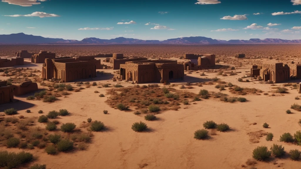 a vast and diverse desert landscape, arid desert, rpg style, 4k, cinematic, flame trailer, film
