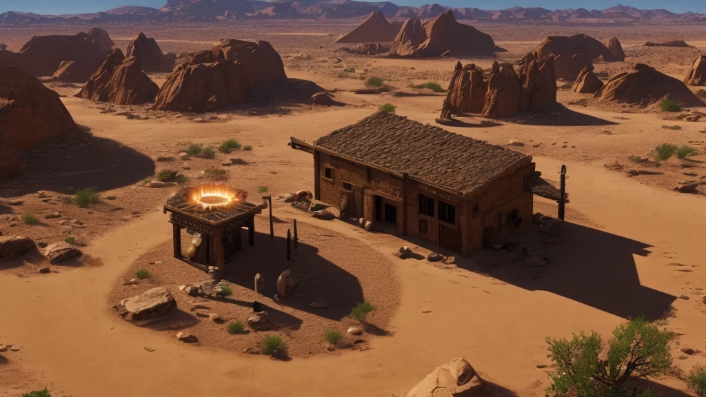 a vast and diverse desert landscape, arid desert, rpg style, 4k, cinematic, flame trailer, film