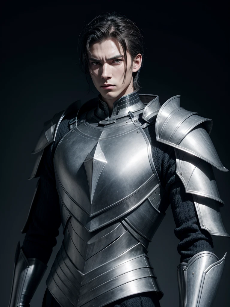 Tall man, armour, arrogant look, drawing style
