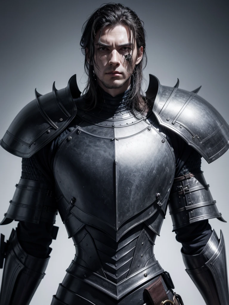 Tall man, armour, arrogant look, drawing style