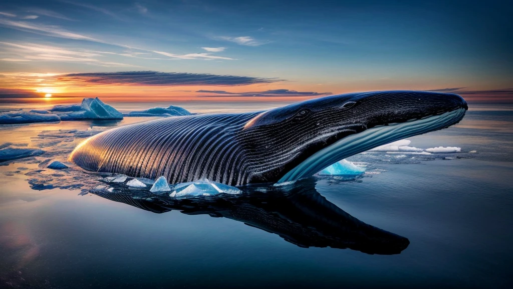 a giant flying whale, whale opening its mouth wide, over the ice floe, clear sky, ethereal, cinematic lighting, dramatic colors, hyperrealistic, 8k, extremely detailed, photorealistic, glowing ethereal whale, dramatic ice floes, cinematic composition, vibrant colors, stunning lighting, masterpiece, (best quality,4k,8k,highres,masterpiece:1.2),ultra-detailed,(realistic,photorealistic,photo-realistic:1.37)