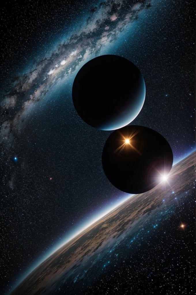 Space with stars and black hole