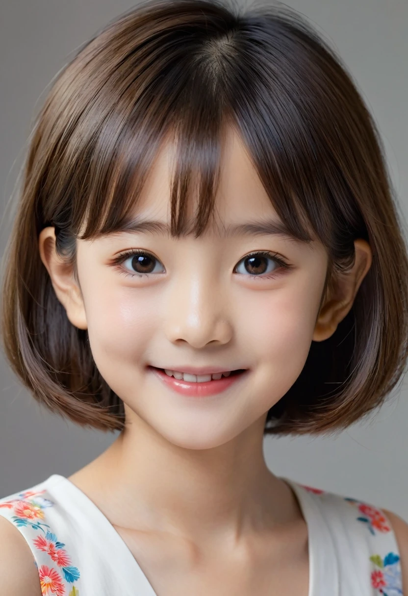 ((Highest quality, 8k, masterpiece :1.3)),,,girl,Japanese,A kind smile,short hair,(Droopy eyes:1.2),(Narrow eyes:1.2),rather thin lips