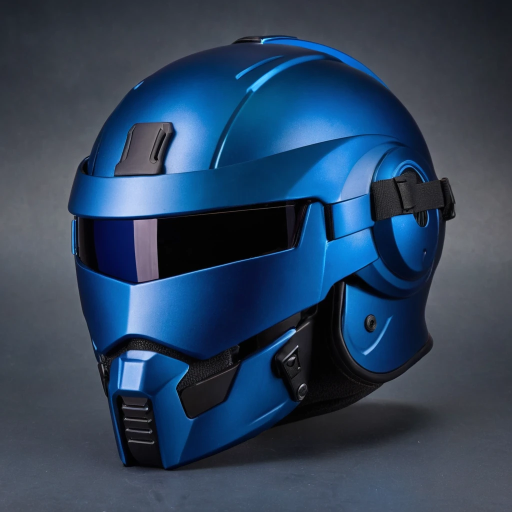 a close up of a helmet with a blue face and a blue vise, dark visor covering face, streamlined matte blue armor, modern helmet, motorcycle helmet, dark visor covering top of face, combat helmet, closed visor, half helmet, stylized motorcycle helmet, dark visor covering eyes, sepal helmet, all blue matte product, leds visor helmet, full helmet