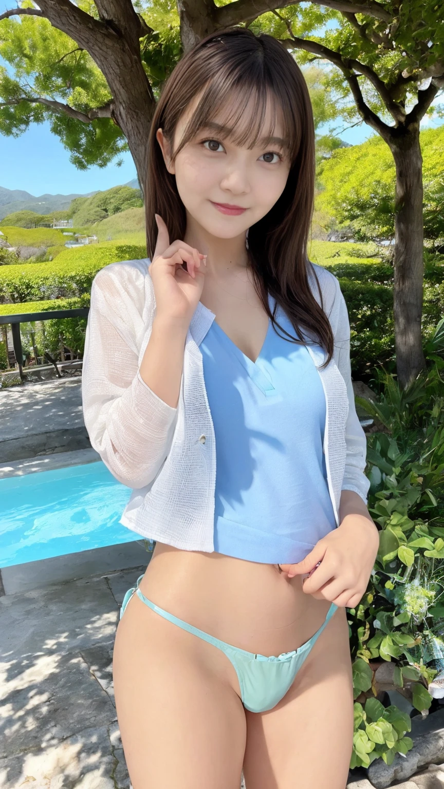 (((Top-down configuration:1.33)))、((No underwear:1.55))、One Girl、Beautiful and detailed eyes and face、barefoot、20 year old cute Japan woman, ((Extremely precise and accurate anatomy:1.0)), (photo Realistic:1.4), (hyper Realistic:1.4), (最高品質のRealisticな肌の質感:1.4), (Improvement of quality:1.4), (Enhances the beauty of skin texture:1.1), Clean and glowing skin, mesh, thin:1.2, (Realistic:1.3), Realisticなライティング, (Smoother lighting:1.05), (Improving the quality of cinema lighting:0.9), Backlight, A gentle light on your face, Ray Tracing, (Bright light:1.2), 32K, One Japanese woman, fine grain, Detailed face, (Film Grain:1.1),(Accentuates body lines:1.1), High resolution, Natural look, Kind eyes, Improves hair quality, Delicate light and shadow, Transparent muscles, Graceful pose, Beautiful Eyes, Sharp details, Soft light reflection, Beautiful contours, Delicate skin tone, Fine hair texture, Natural background, (((Open shirt、splash、Sandy Beach、Light of the sun、clear blue sea、The waves crash quietly、Blue sky and white clouds、green mountain々、Beautiful Nature、The joys of youth)))、