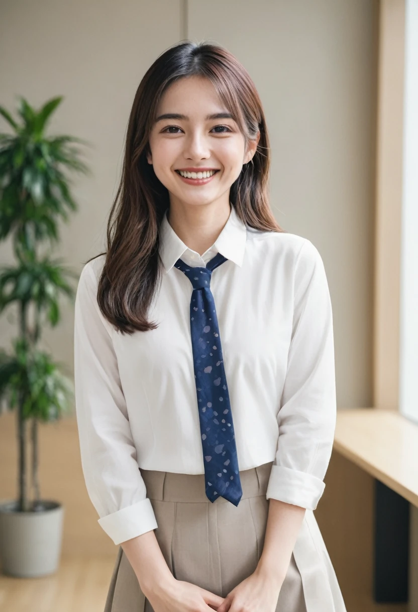 A 24-year-old woman wearing business casual clothes、Full of energy、smile