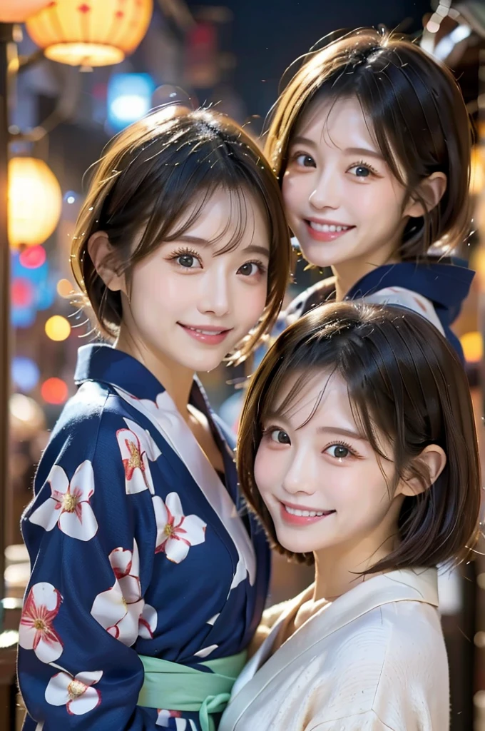 Two beauties,2 girls,cute,yukata,winter,face,Great Joy