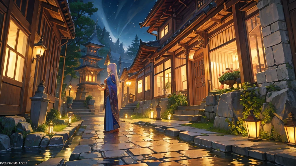 At dusk, In the heart of the ancient forest, Trees that are hundreds of years old々between、The city of elves stands tall like a jewel. thats slender towers and delicate domes are sculpted in harmony with the surrounding nature, Blends organically with the surrounding leaves and branches. The building is made of natural materials, Like carved wood and grey stone, Decorated with intricate carvings and elven folk motifs.

As the sun sinks over the distant horizon, Paint the sky orange, pink and violet, The calm waters of the river that meanders slowly through the city、The last golden light is reflected。. thats crystal clear waters mirror the celestial spectacle, Turning the river into a liquid mirror、Reflecting the fleeting beauty of twilight.

In a narrow place, The winding streets of Elven Town, Residents move around with grace and elegance, Her richly decorated clothes are woven from natural fibers and luminous silk.. Blown glass lanterns emit a gentle light, Lighting up the cobblestone road、Highlights the intricate details of Elven architecture.

In the air、Hanging gardens and lush terraces are filled with the sweet scents of wild flowers and aromatic herbs.。. soft, Fantastic music floats in the air, Create a heavenly soundtrack to match the spectacle of a serene river sunset.

that&#39;A time of peace and tranquility in the elven town, Time passes slowly、Where the magic of nature is revealed in all its grandeur. that is a place where the bonds between elves and the land are deep and unbreakable., Where the beauty of wildlife and civilisation blend in perfect symbiosis.