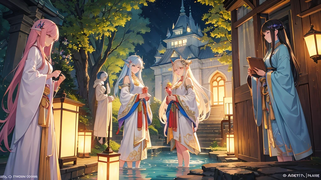 At dusk, In the heart of the ancient forest, Trees that are hundreds of years old々between、The city of elves stands tall like a jewel. thats slender towers and delicate domes are sculpted in harmony with the surrounding nature, Blends organically with the surrounding leaves and branches. The building is made of natural materials, Like carved wood and grey stone, Decorated with intricate carvings and elven folk motifs.
As the sun sinks over the distant horizon, Paint the sky orange, pink and violet, The calm waters of the river that meanders slowly through the city、The last golden light is reflected。. thats crystal clear waters mirror the celestial spectacle, Turning the river into a liquid mirror、Reflecting the fleeting beauty of twilight.
In a narrow place, The winding streets of Elven Town, Residents move around with grace and elegance, Her richly decorated clothes are woven from natural fibers and luminous silk.. Blown glass lanterns emit a gentle light, Lighting up the cobblestone road、Highlights the intricate details of Elven architecture.
In the air、Hanging gardens and lush terraces are filled with the sweet scents of wild flowers and aromatic herbs.。. soft, Fantastic music floats in the air, Create a heavenly soundtrack to match the spectacle of a serene river sunset.
that'A time of peace and tranquility in the elven town, Time passes slowly、Where the magic of nature is revealed in all its grandeur. that is a place where the bonds between elves and the land are deep and unbreakable., Where the beauty of wildlife and civilisation blend in perfect symbiosis.