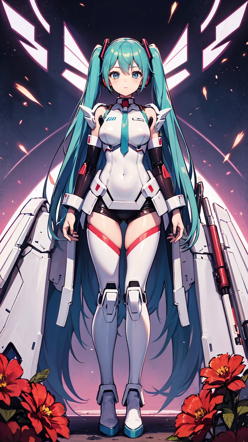Hatsune Miku, Mecha Girl, Nanomachines, ((Wearing Gundam armor)), Angel Wings, High heels, Noise Reduction, Tabletop、Exquisite design、Visual Arts、Concept Artist、Five Fingers, Perfect body, {{{masterpiece}}}, {{{Highest quality}}}, {{Very detailed}}, {shape}, {{Very delicate and beautiful}},Improved cost performance、All Roles、Canon 5D MK4でphotograph、photograph, 8K Illustration