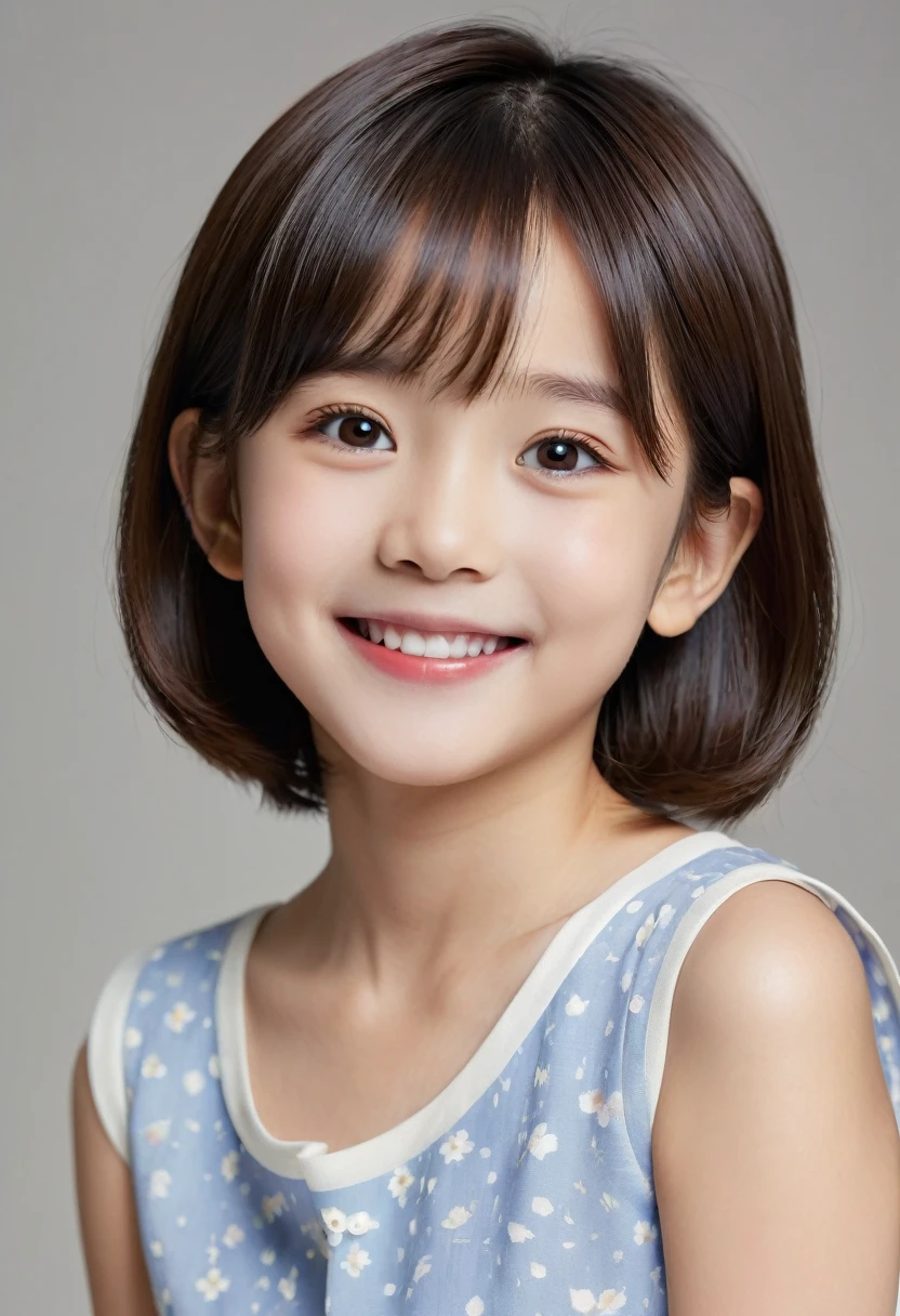 ((Highest quality, 8k, masterpiece :1.3)),,,girl,Japanese,A kind smile,short hair,Droopy eyes,Narrow eyes,rather thin lips,half