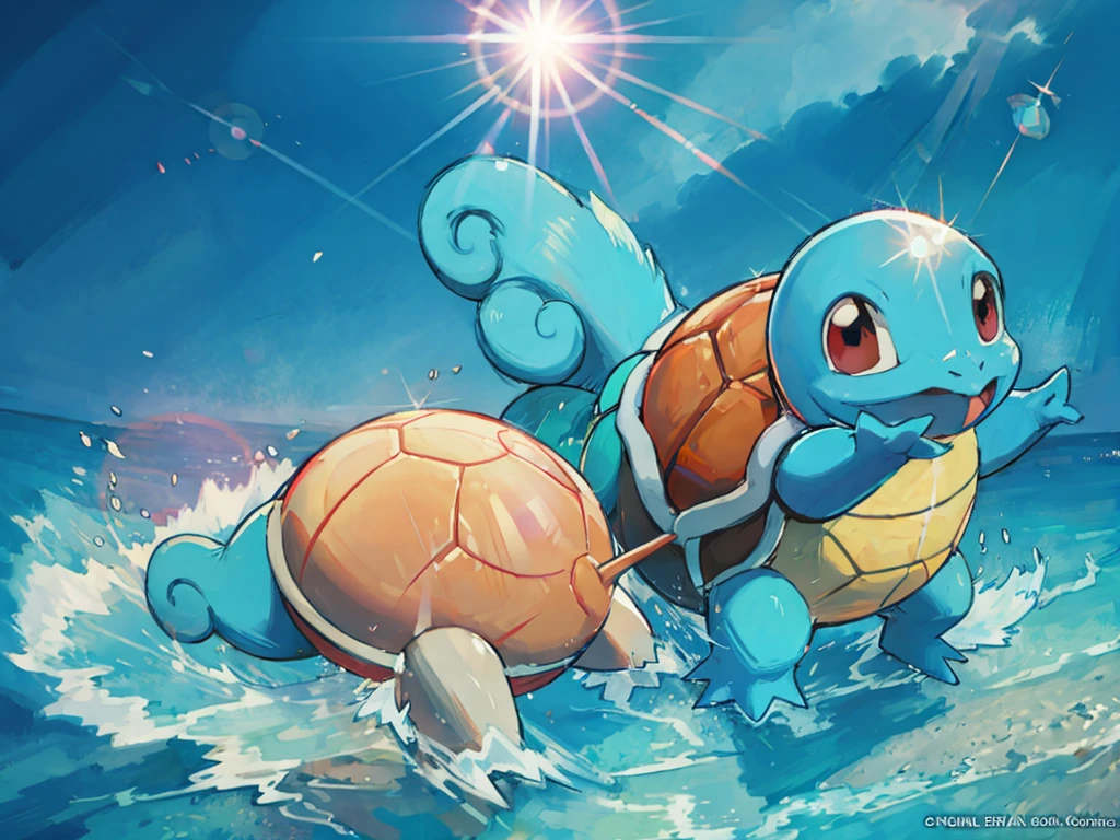 (Best image quality), Squirtle_Pokemon, (Very detailed),Lens flare