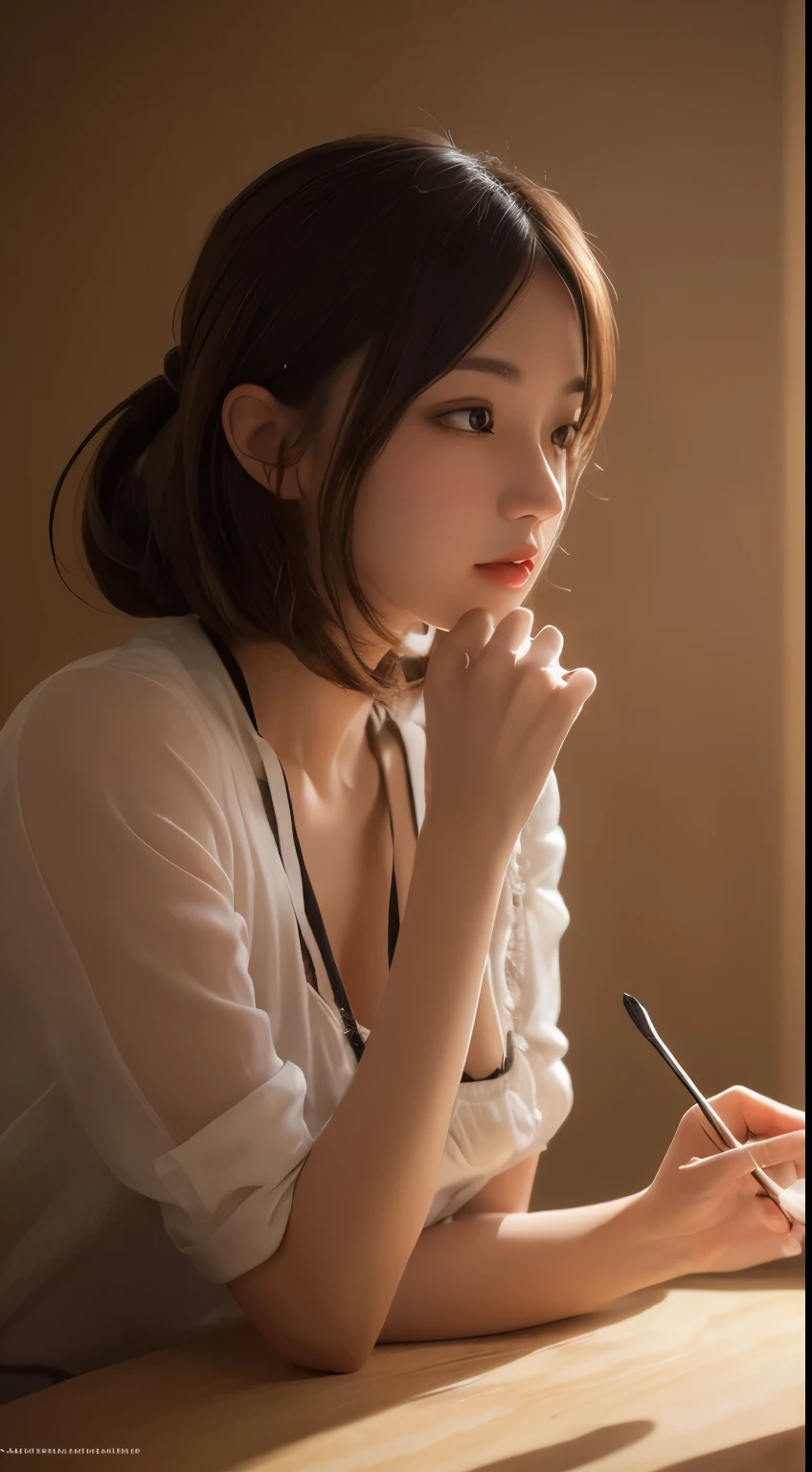 Tabletop, Highest quality, figure, Very detailed, In detail, High resolution, 8k wallpaper, Perfect dynamic composition, Beautiful attention to detail, Women&#39;s Fashion Summer,Medium Hair,Small Breasts Natural Color Lip, Bold sexy pose,smile,Harajuku、20-year-old girl、cute、sexy shot looking at camera、Blushing, 