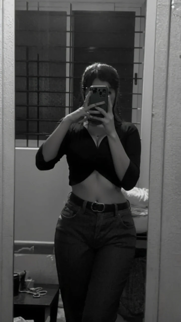 make the figure slime and show some cleavage and make hips very big and make thigh tigh