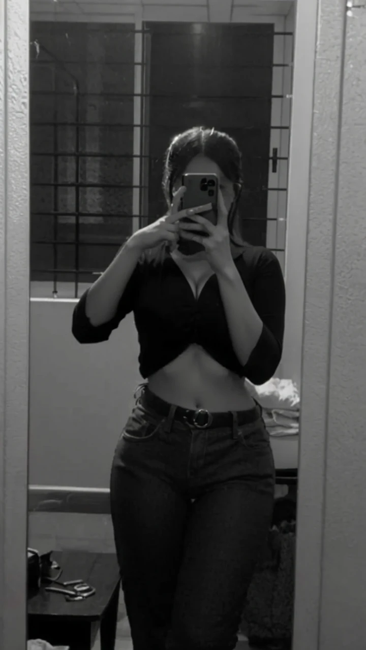 make the figure slime and show some cleavage and make hips very big and make thigh tigh