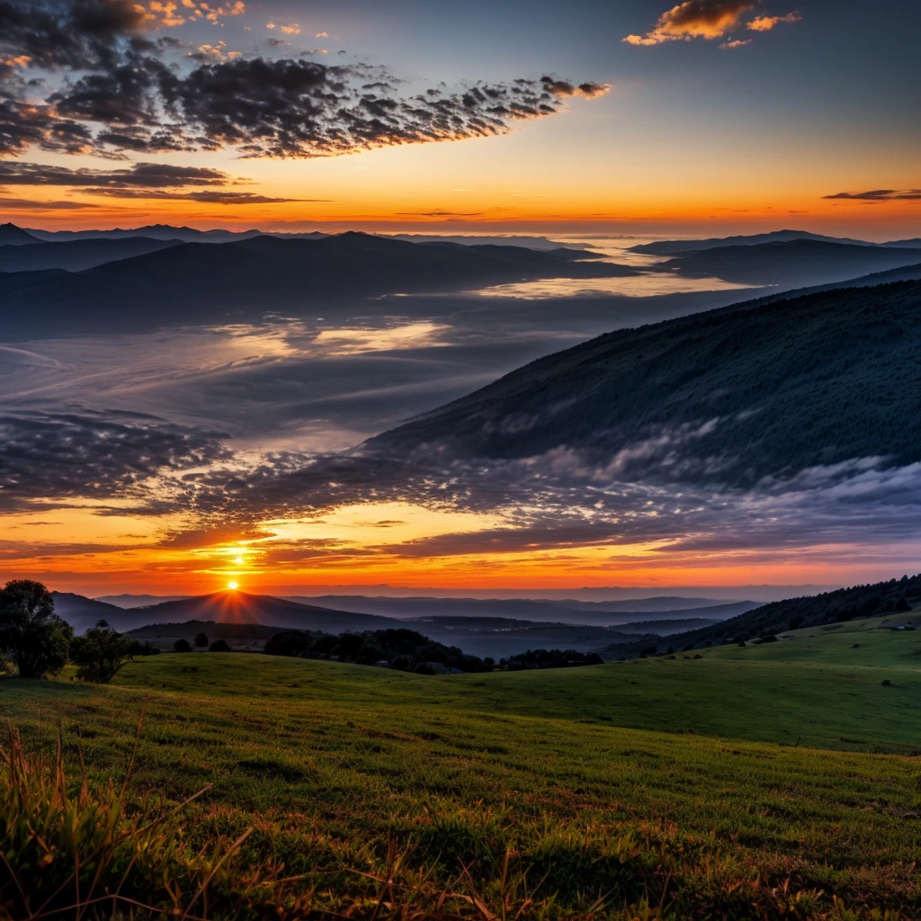 Glowing Sunset landscape view 