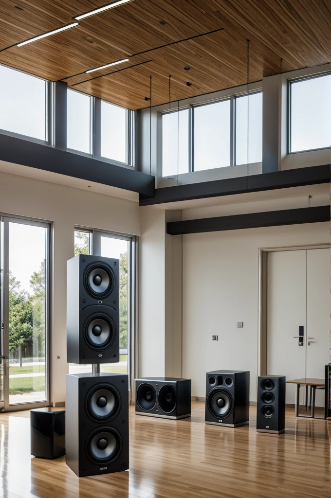 Loudspeakers accompanying the school building