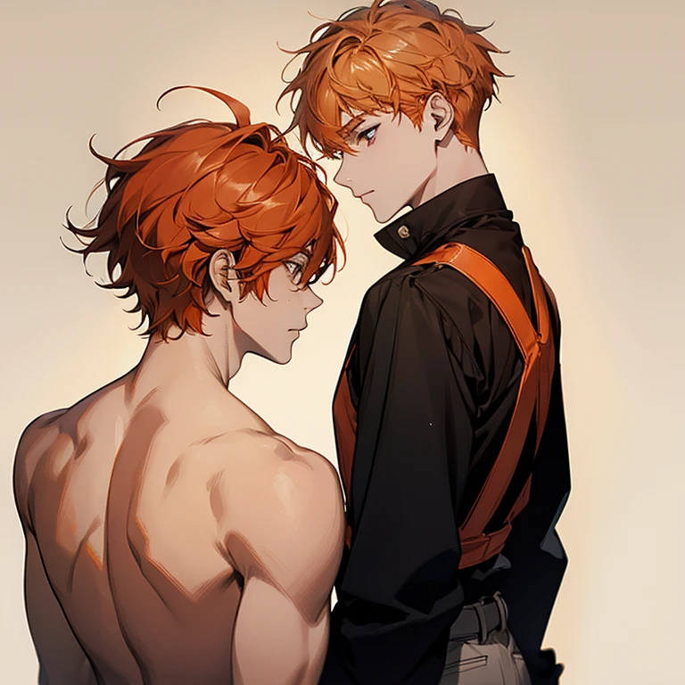 Young man　Back view　Orange Hair　I can&#39;t see your face　Black cooking clothes　I can&#39;t see your face　Orange Hair　shaved back of head　Short Hair　Chef&#39;s uniform　In town　