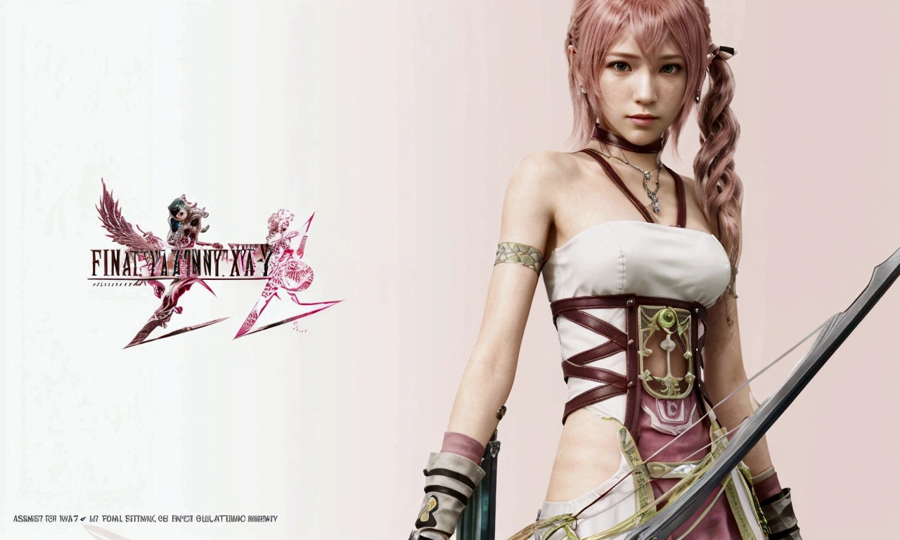 a close up of a woman with a bow and a bow, from final fantasy xiii, final fantasy character, from final fantasy, final fantasy face, final fantasy 1 2 style, final - fantasy, final-fantasy, final fantasy, style game square enix, square enix, pink iconic character, streamlined pink armor, beautiful serah farron, final fantsy