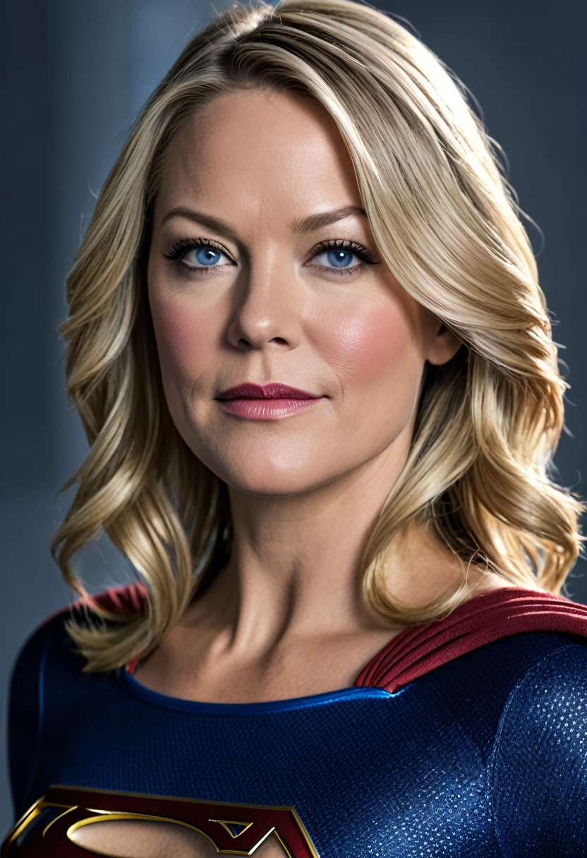 Supergirl real old Andrea Anders 2024; HD. Photograph, ((realism)), extremely high quality RAW photograph, ultra detailed photograph, sharp focus, high resolution, (detailed skin:1,3),high quality, film grain, Fujifilm XT3,Highly Detailed, movie, (Cinematic Photo:1.3) of (Realistic:1.3)